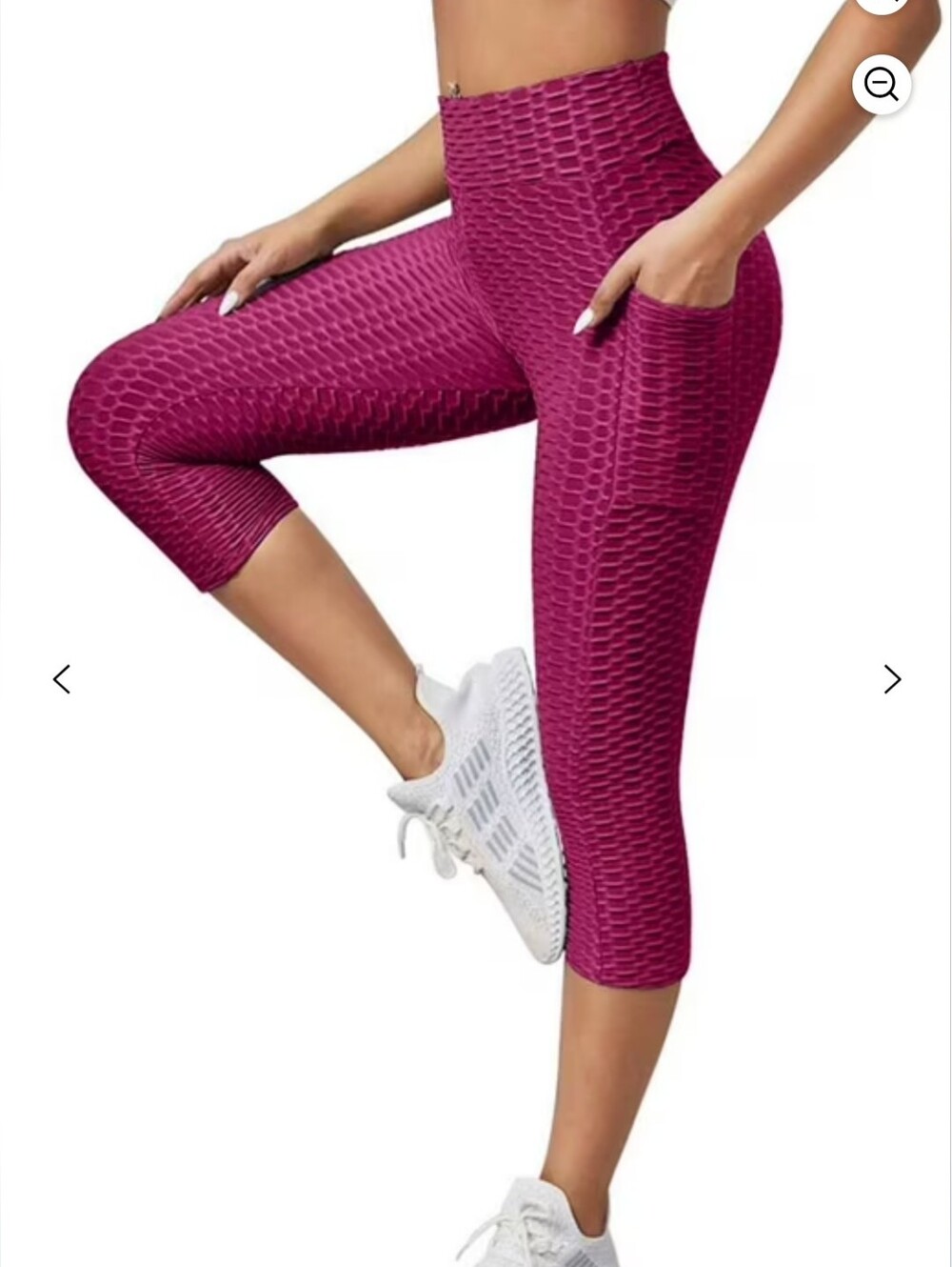 NWOT High-Waist Textured Capri Leggings - Pinkish-Purple